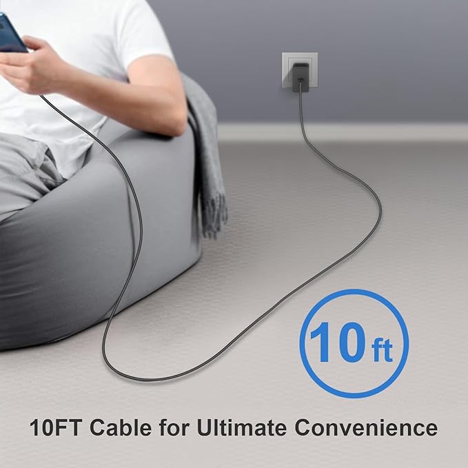 USB C Charger Type C Charger Fast Charging 10FT 45W Samsung Chargers 2-Pack with iPhone Air/17/17 Plus/17 Pro/17 Pro Max/16/16 Plus/16 Pro/16 Pro Max/15/15 Pro Max/iPad Pros/Galaxy S25 S24,Android
