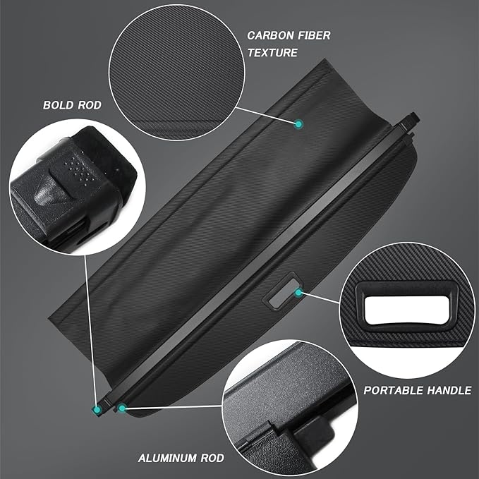 Cargo Cover for Nissan Murano 2025 2026 Accessories Retractable Trunk Cover Security Shielding Shade Cargo Luggage Cover Trunk Privacy Protection (No Gap Carbon Fiber Texture)