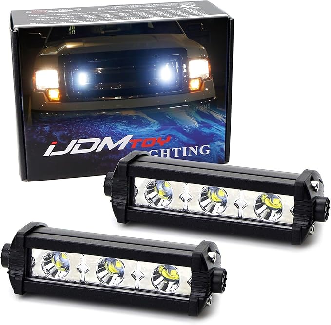 iJDMTOY Xenon White 3-Chipset High Power LED Daytime Running Light Kit Compatible with Behind The Grille or Lower Bumper Insert Area