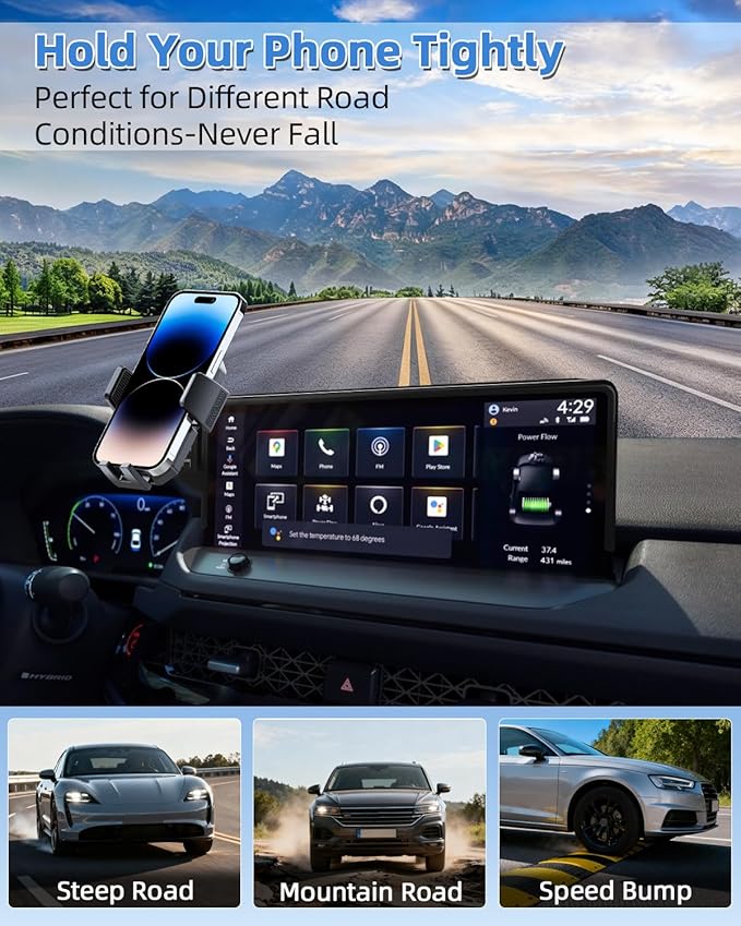 PZK Car Phone Holder for 2023-2025 2026 Honda Accord Hybrid Sport /-L/EX-L/Touring/Prime (Only for 12.3-inch Screen) Auto Lock Car Phone Mount with Stroage Box Not Affect Vent (Not Fit for LX/EX/SE)