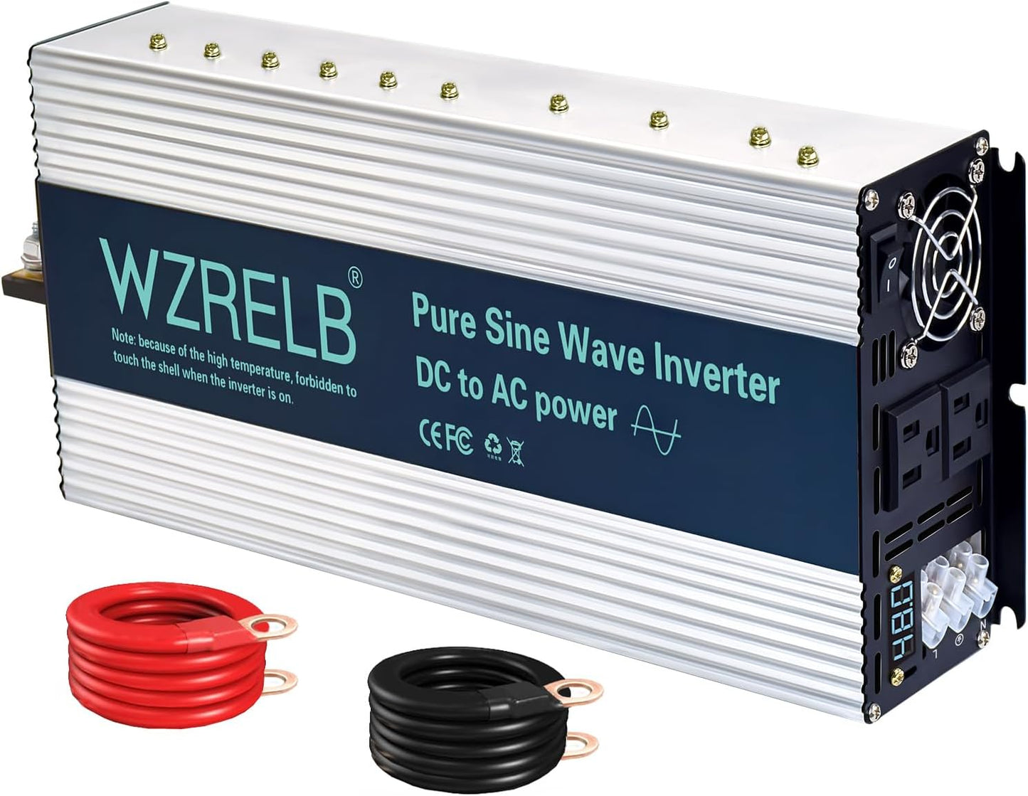 WZRELB 3500W Pure Sine Wave Inverter, Car Power Inverter 48V DC to 110V 120V AC Converter for RV, Truck, Solar, Outdoor with Dual AC Outlets, Hardwire Port, Surge 7000W, LED Display,Off-Grid