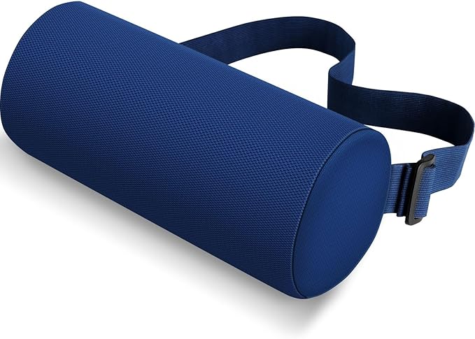 Lumbar Roll Support Pillow for Office Chair, Car, Gaming Chair, Memory Foam Back Cushion with Washable Cover for Relieving Back Pain & Improving Posture,Blue