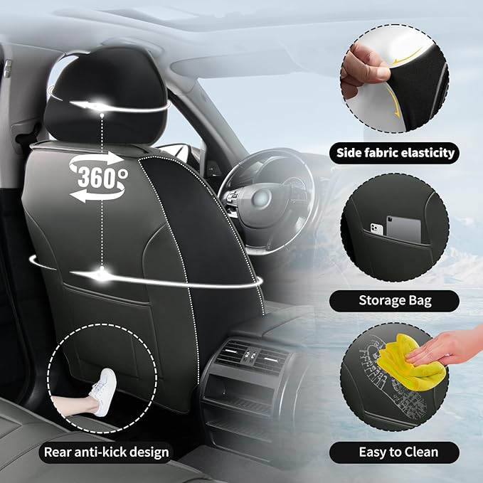 Fit Tucson Premium Leather Car Seat Covers Compatible with Hyundai Tucson 2010-2024 2026, Breathable,Wear Resistant, Airbag Compatible, All-Weather Protection & Full Coverage, 2 Front Seat Gray