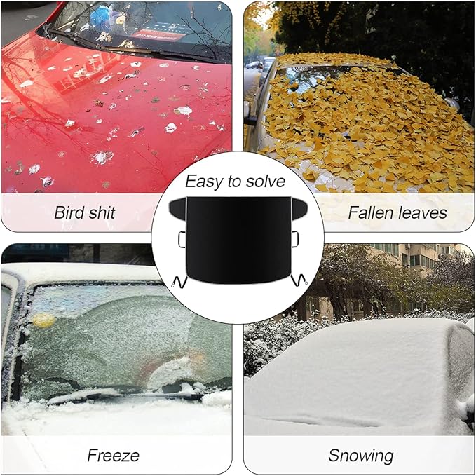 Windshield Snow Cover for Cars, Trucks, Vans - Waterproof, Windproof Winter Frost and Ice Removal Sunshade With Side Mirror Covers
