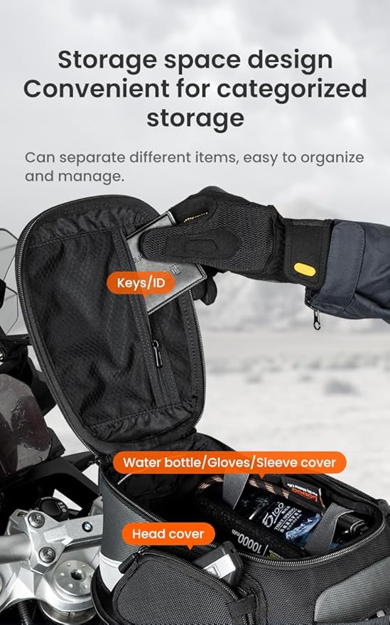 Loboo Motorcycle Tank Bag Expandable Motorcycle Bag, Magnetic Suction Quick Release ，Compatible With CFMOTO 400GT 250CL-X 450SR 450NK (BTB15, Tank Bag Base Adapter 601)