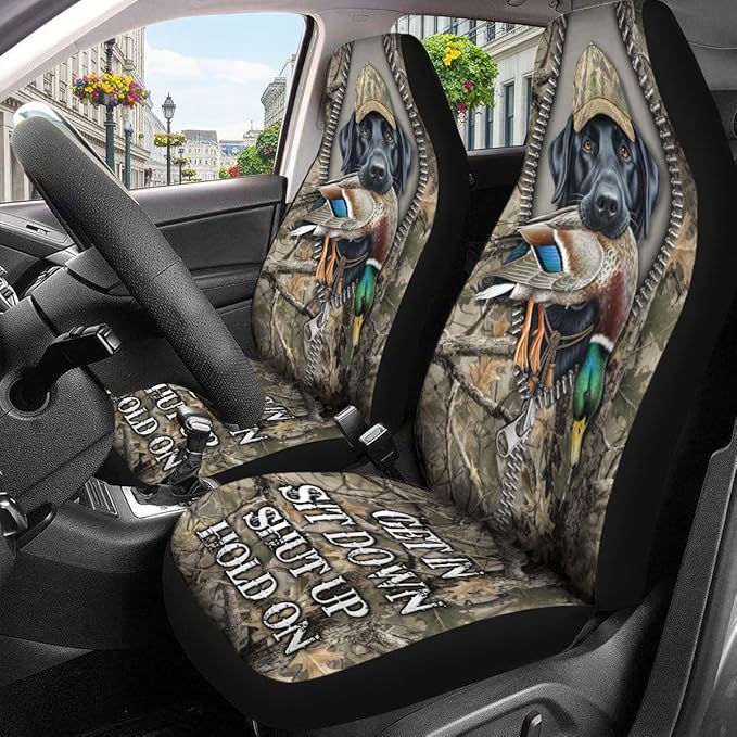 GENANY Duck Hunting Car Seat Covers Set of 2, Breathable Front Seat Covers for Truck Sedan SUV, Camouflage Car Accessories, Duck Hunting Gift for Women Men