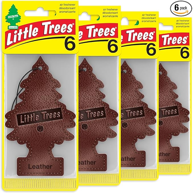 LITTLE TREES Car Air Freshener | Hanging Tree Provides Long Lasting Scent for Auto and Home | Leather, 24 Air Fresheners