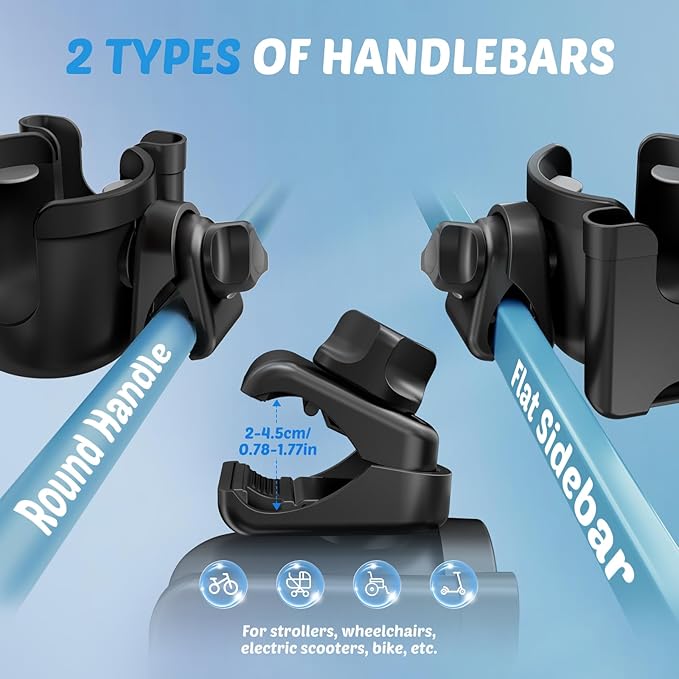 Guiseapue Cup Holder for Walker: Stroller Cup Holder Attachment with Phone Holder, Wheelchair/Stroller Accessories for Rollator, Bike, Scooter, Baby Essentials, First Mother‘s Day Gifts for New Mom