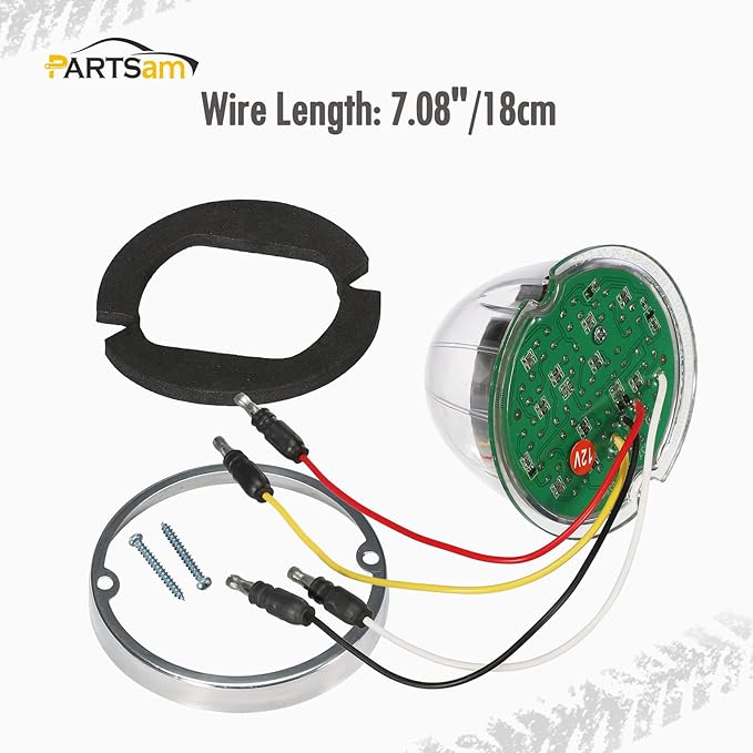 Partsam 1PCS Dual Revolution 17 LED Watermelon Light for Semi Truck, Red Stop Turn Signal and Marker to Green Auxiliary Light, Underglow Light Compatible with Freightliner Kenworth Peterbilt