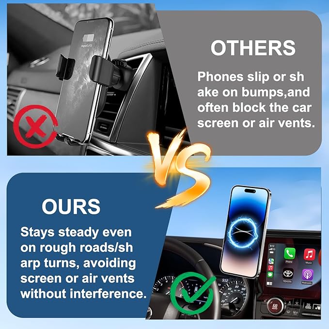 Car Phone Holder for 2020-2022 Toyota Highlander Accessories 12.3-inch Screen Fixed Clip, Magnet Cell Phone Mount Compatible with MagSafe, Hands-Free 360° Rotation Automobile Cradles Not Affect Vent