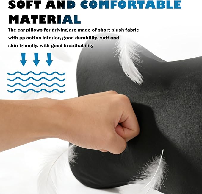 2PCS Car Headrest Pillow Soft & Comfortable,Breathable Car Neck Pillow for Neck Support & Relieve Driving Fatigue,All-Season Necks Pillows for Cars Interior Accessories