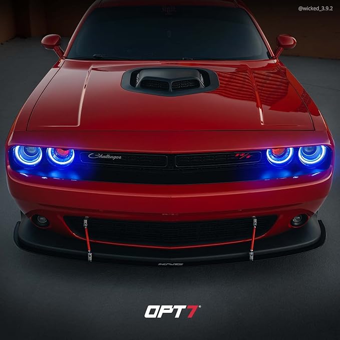 OPT7 Aura Halo Accent Lights for 2008-2023 Dodge Challenger with Remote Control, 12" Multi-Color LED Strip, Car Neon Lighting Kit