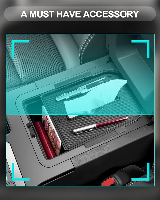 CDEFG 2PCS for 2024 2025 Land Cruiser Center Console Organizer Tray 2024 2025 Land Cruiser Accessories Middle Console Organizer with Tissue Slot Storage Box(for Trims W/O Cool Box Only)