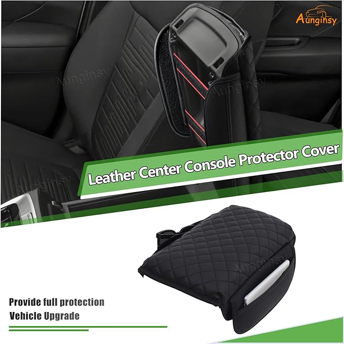 Aunginsy Leather Center Console Protector Cover Compatible with Hyundai Santa Cruz 2022-2026, Car Center Console Armrest Seat Box Cover Cushion Lid Protector Pad Waterproof Anti-Scratch Accessories