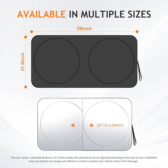 Windshield Sun Shade Car Window Shade UV Reflector Keeps Vehicle Cool Folding Sun Visor Heat and Sun Reflector (Standard 59 x 31.5 inches)