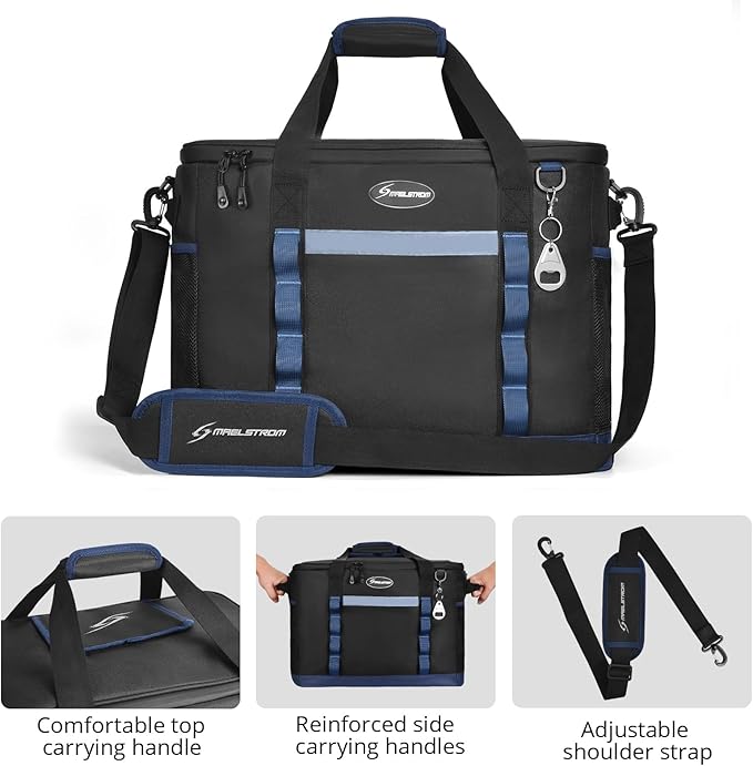 Maelstrom Collapsible Soft Cooler Bag,35/55/75 Cans Beach Cooler with Flip Top Lid, Ice Chest, Leakproof & Portable for Beach, Camping, Road Trips & Grocery Shopping