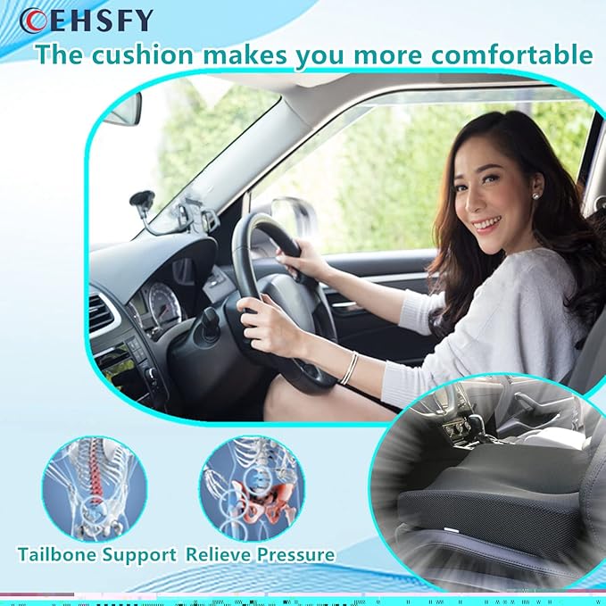 Memory Foam Seat Cushions Coccyx Pad Thicken Widen Strong Support and Comfort for Office Chairs, Car Seat, Dining Gaming Chairs, Wheelchairs.