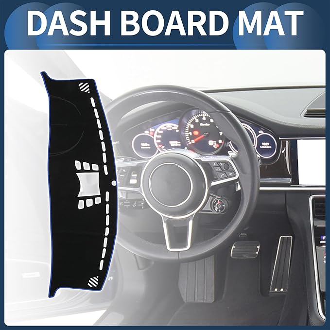 Dash Cover, Center Console Non-Slip Dashboard Carpet Mat for Porsche Panamera 2010-2016 High Configuration Polyester Black Blue,1Pc