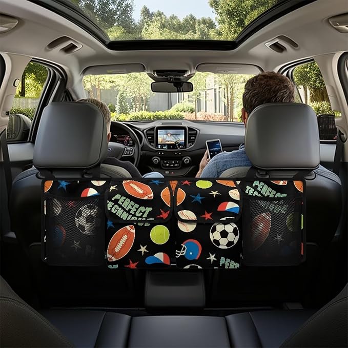 Sports Balls Trunk Organizer Suv Back Seat Car Organizer Foldable Car Organization Women Hanging Backseat Car Organizer,Space Saving Expert