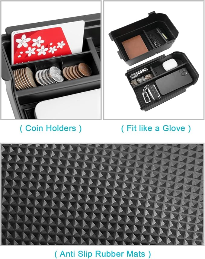 CDEFG 2PCS for 2024 2025 Land Cruiser Center Console Organizer Compatible with 2024 2025 Toyota Land Cruiser 250 Prado J250 LC250 Accessories Middle Console Dual Layer Storage Box(Not Fit Cool Box)