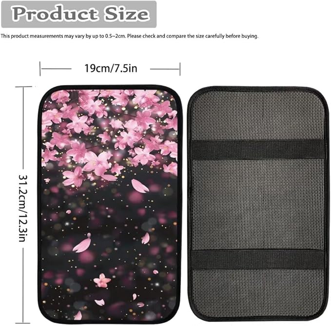Coldinair Cherry Blossom Universal Car Center Console Pad Soft Armrest Protector Cover Fit for Most Vehicle,SUV,Truck,Car Interior Accessories Decor,Pink