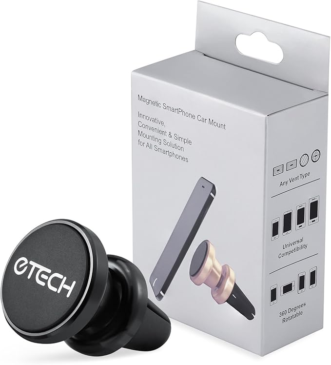 eTECH Magnetic Phone Car Mount Holder, Magnetic Mount Universal Air Vent (Black)