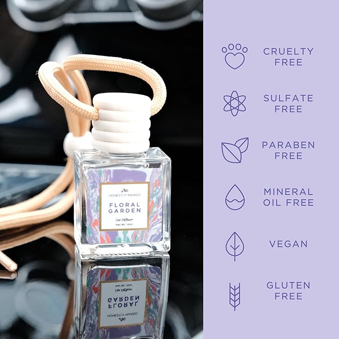 Honestly Margo Floral Garden Car Diffuser Air Freshener (0.34 Fl Oz, Pack of 1) – Stylish Scent Diffuser with Perfume – Must-Have Essentials for Women, Car Fresheners Long Lasting for a Fresh Drive