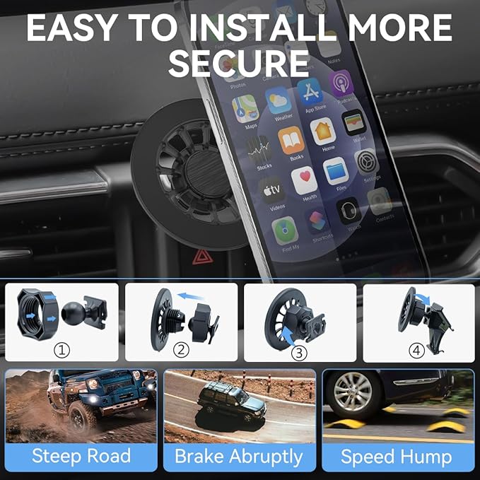 BEHAVE Magnetic Phone Holder for Mazda CX5 2024-2017,360°Adjustable Car Phone Mount fit for Magsafe iPhone,Compatible for iPhone,Android Smartphones