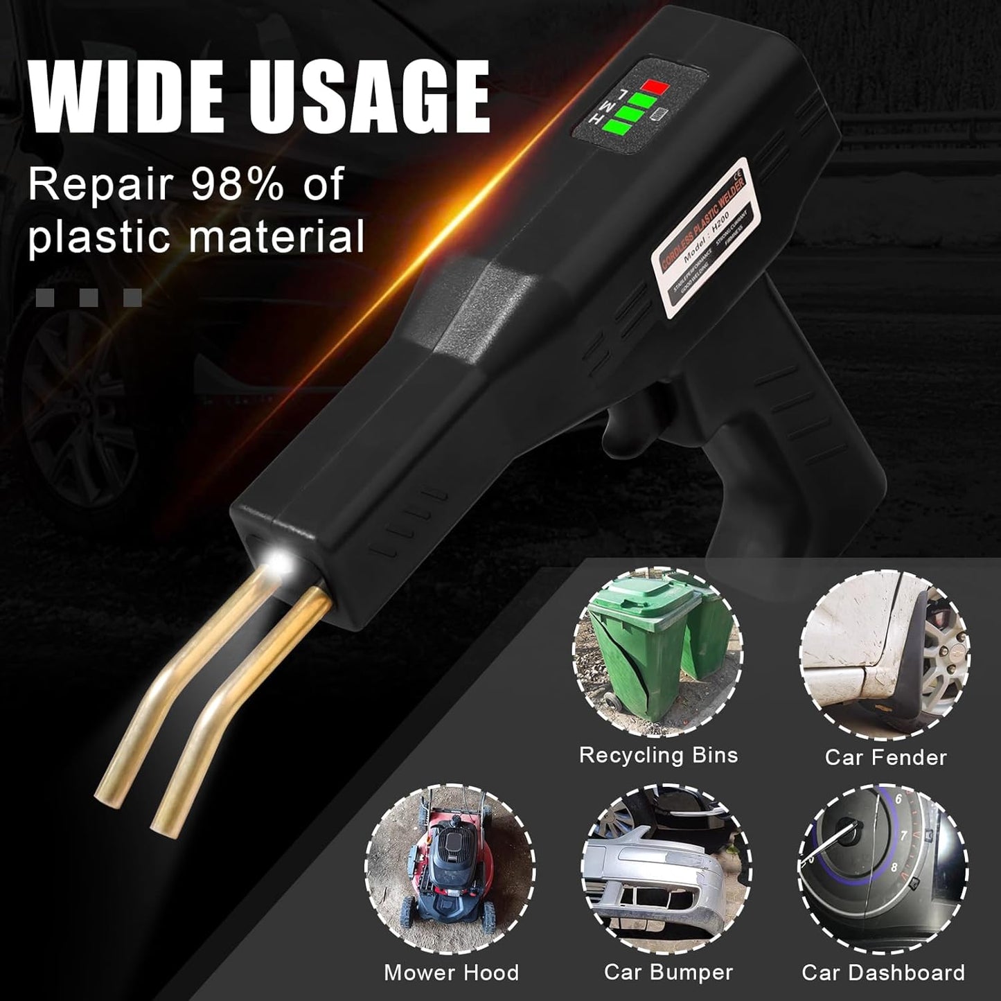 Upgraded 220W Cordless Plastic Welder, 1000PCS Staples, USB Rechargeable Cordless Car Bumper Repair Kit with 5000mAh Battery,Hot Stapler Kit, Plastic Welding Kit, Plastic Repair Kit