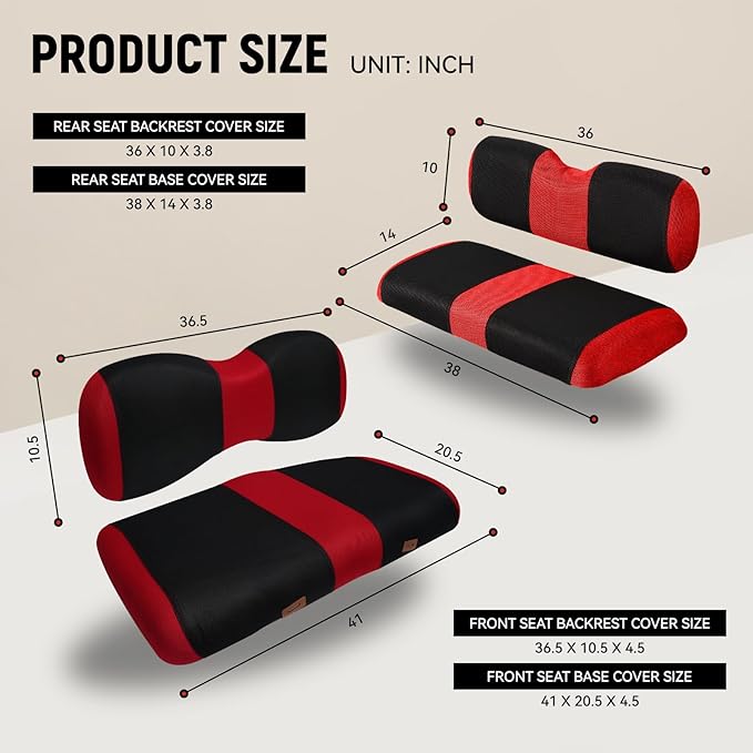 Golf Cart Front and Rear Seat Covers for Yamaha G29/drive Drive 2 2007+, Durable Polyester Fabric Yamaha G29 Seat Covers, Breathable Washable