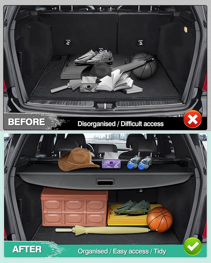 Powerty Retractable Cargo Cover for 2008-2015 Merecedes Benz GLK-Class-Canvas Texture Trunk Cover Privacy Screen Rear Security Shade for GLK Accessories