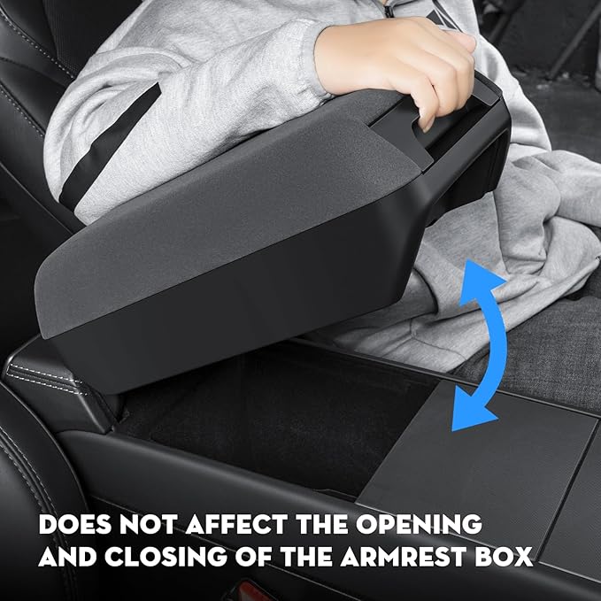 Armrest Box Cover for 2026 Tesla Model Y Juniper [Elevated] Soft Felt Center Console Armrest Cover Cushion for 2025-2026 New Model Y & 2024-2026 Model 3(Standard, Premium & Performance)