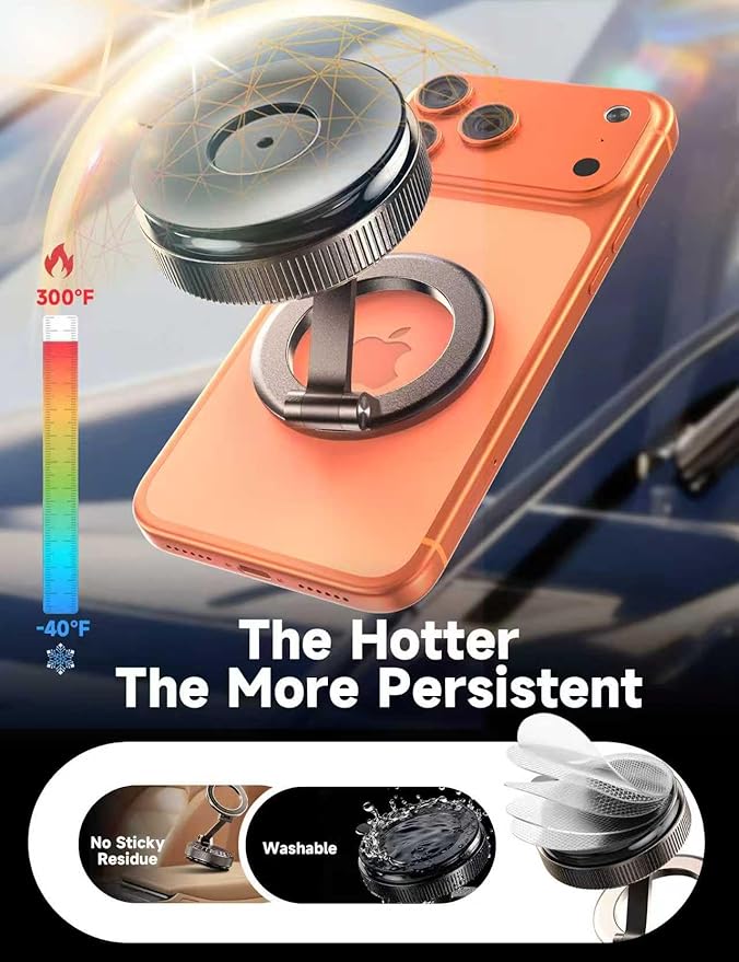 Pure Zinc Alloy Vacuum Magnetic Phone Holders for Your Car [105+LBS Suction & 3800gf Magnetic] 360° Adjustable Magsafe Car Phone Holder Mount for iPhone 17 16 15 14 13 12 Series & Android