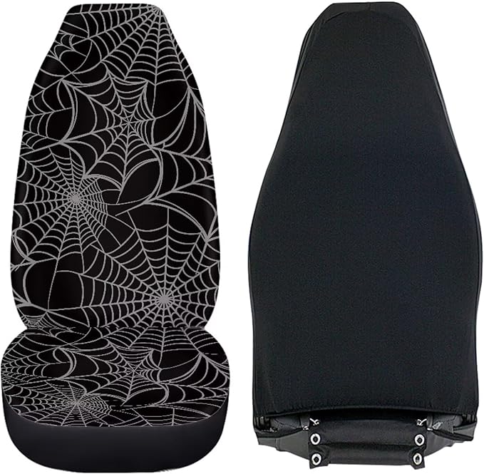ELEQIN Cobweb Front Car Seat Covers 2pcs, Gothic Automotive Seat Covers Car Accessories Universal Size Fit for Most Cars,SUVs&Trucks&Vans