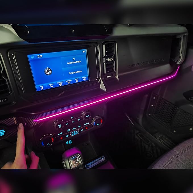 Z8 LED Neon Strip Light Center Console Dashboard Trim Compatible with Ford Bronco 2021-2024 Dash Panel Replacement Parts