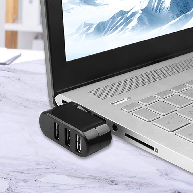 USB 3 Port Splitter, Mini USB Hub, USB 3 Port Compact Portable Rotatable HUB, USB Hub Dock [90°/180° Degree Rotatable] for Flash Drive Mobile HDD PC Laptop Notebook and More - Black