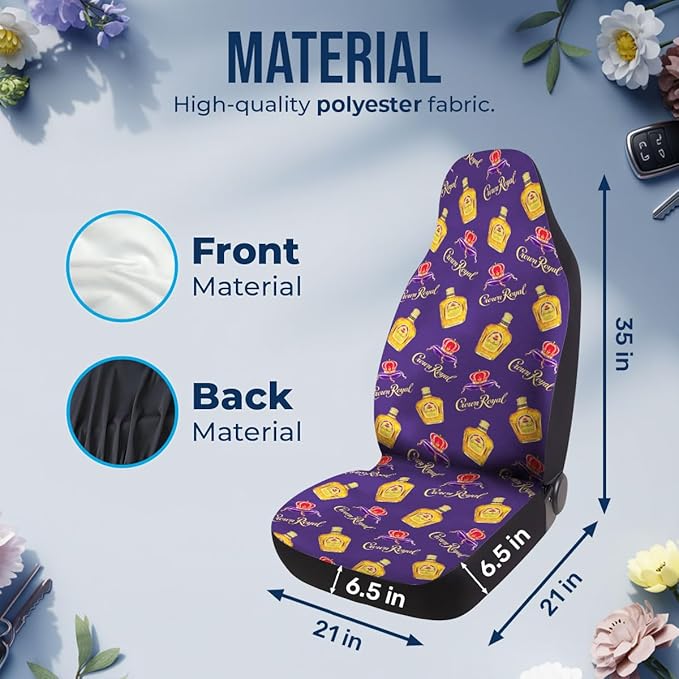 GENANY Royal Whisky Car Seat Covers Set of 2, Breathable Front Seat Covers for Truck Sedan SUV, Purple Car Accessories, Wine Themed Gift for Women Men