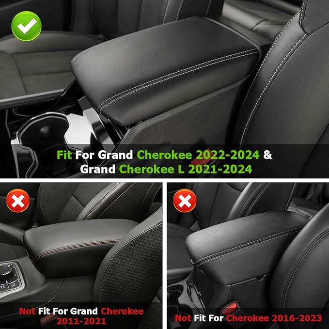 INTGET Center Console Cover for 2026 Jeep Grand Cherokee Accessories 2022 2023 2024 2025/Grand Cherokee L 2021-2026 Car Armrest Arm Rest Box Dog Seat Cover Pad Console Lid Protection Saver(Black)