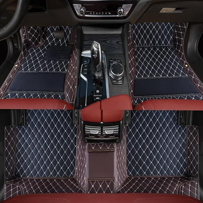 Custom Personalized Floor Mats for Cars，Luxury Full Coverage All Weather Car Floor Mats，Anti-Slip Leather Car Mat Set ，Custom Floor Mats for 99% of Cars, Trucks & SUVs (3D Brown and Black)