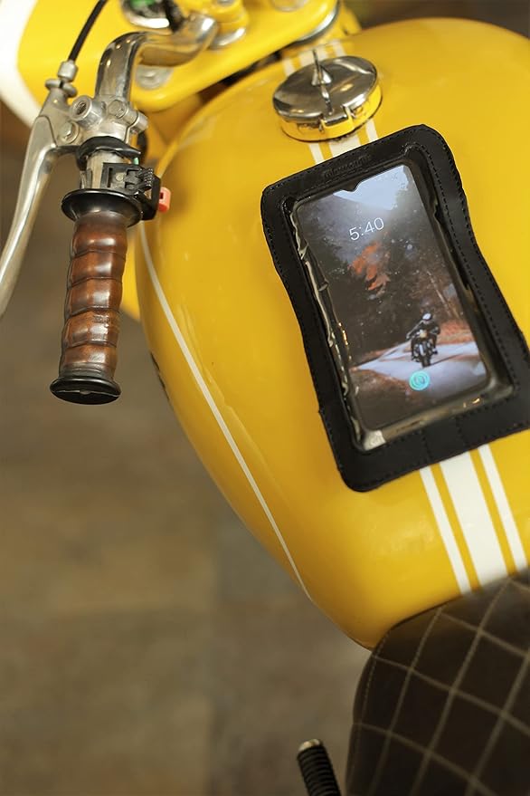 Trip Machine Magnetic Motorcycle Phone Pouch – Touchscreen Compatible Fuel Tank Phone Holder with Strong Magnets & Ventilated Back – (21 x 12 cm) (Black)