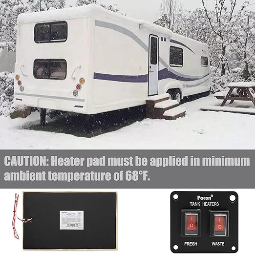 Facon 12Volts Switch Box Panel, 20Amps Rocket On&Off Switch with Red Indicator Light for RV Tank System, IP66 Waterproof Control Gang Kit System for RV Tank Heating Pad