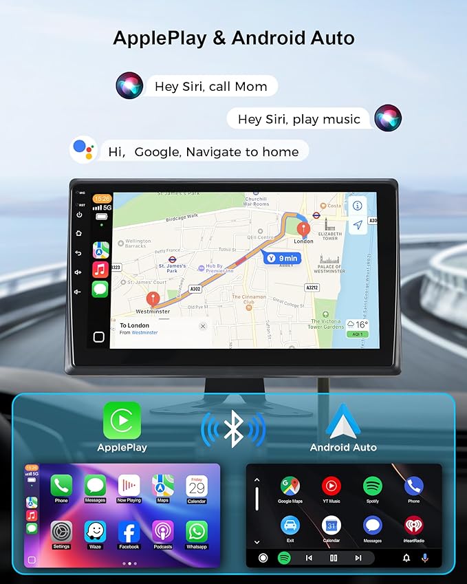 VOONOA RV Camera System with Carplay Android Auto, 5 1080P Wired Backup Camera & 10.1" HD Android 13 Touch Screen Parking Monitoring Navigation DVR BT for Semi Truck Trailer Camper Motorhome