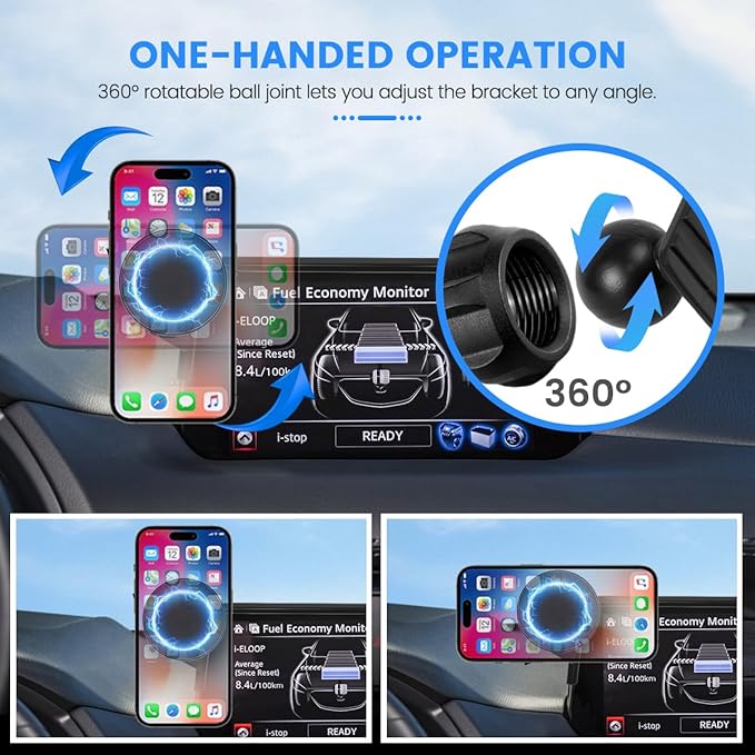 Car Phone Holder Fit for Mazda CX-5 CX5 2017-2020 Accessories 7-Inch Screen Fixed Clip, Cell Phone Mount Compatible with MagSafe Dash Mount Automobile Cradles Hands-Free 360° Rotation