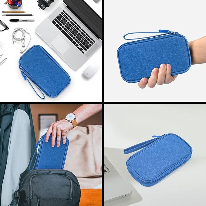 Electronics Accessories Organizer Pouch, Electronic Organizer Travel Case Cable Organizer for Cable, Charger, SD Card, Business Travel Gadget Bag (Blue)