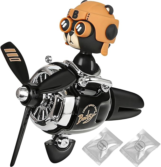 Bear Pilot Car Fresheners Vent Clip Cute Teddy New Car Scent Automotive Air Fresheners Cartoon Air Outlet Aromatherapy Ornament Thank You Gifts for Him Her Friends, Families