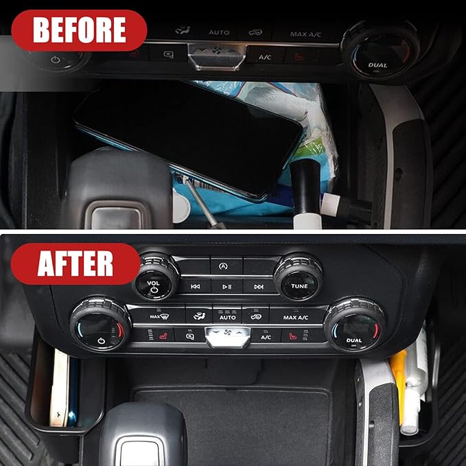 Center Console Shifter Organizer Tray Compatible with Ford Bronco 2/4 Door 2025 2024 2023 2022 2021, Gear Side Storage Box Interior Accessories
