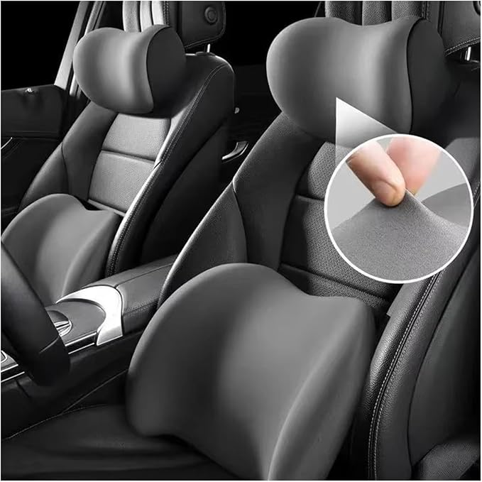 Car Neck Pillow and Lumbar Support Cushion - Memory Foam Backrest for Driver Seat Comfort(Orange)