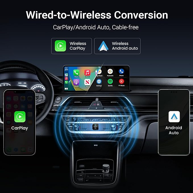 MINIX CA525 Mini Wireless CarPlay & Android Auto Adapter, 2026 Upgraded 2-in-1 Wired to Wireless Dongle, One-Button Switch, Plug & Play USB-A/C, WiFi 6 & Bluetooth 5.4, iOS 10+ & Android 11+