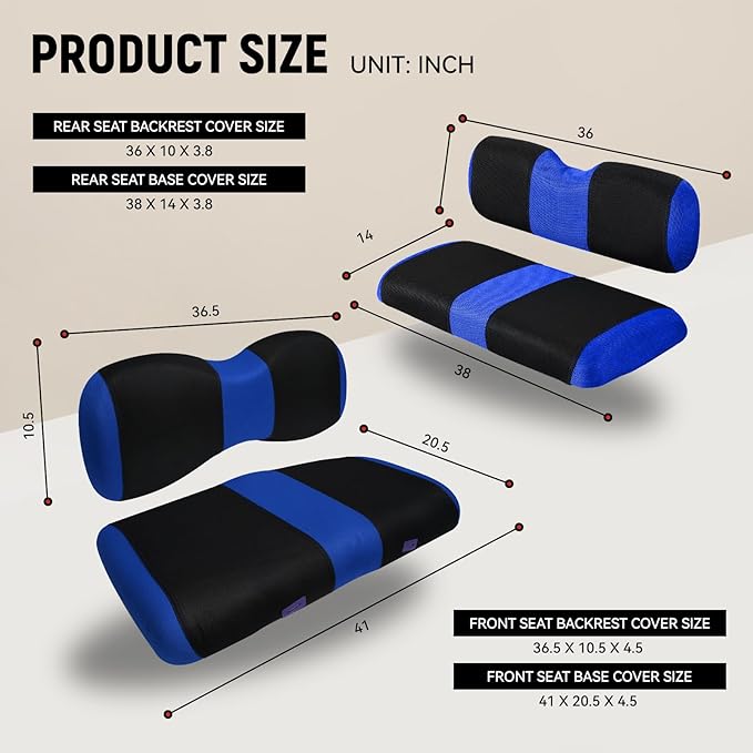 Golf Cart Front and Rear Seat Covers for Yamaha G29/drive Drive 2 2007+, Durable Polyester Fabric Yamaha G29 Seat Covers, Breathable Washable