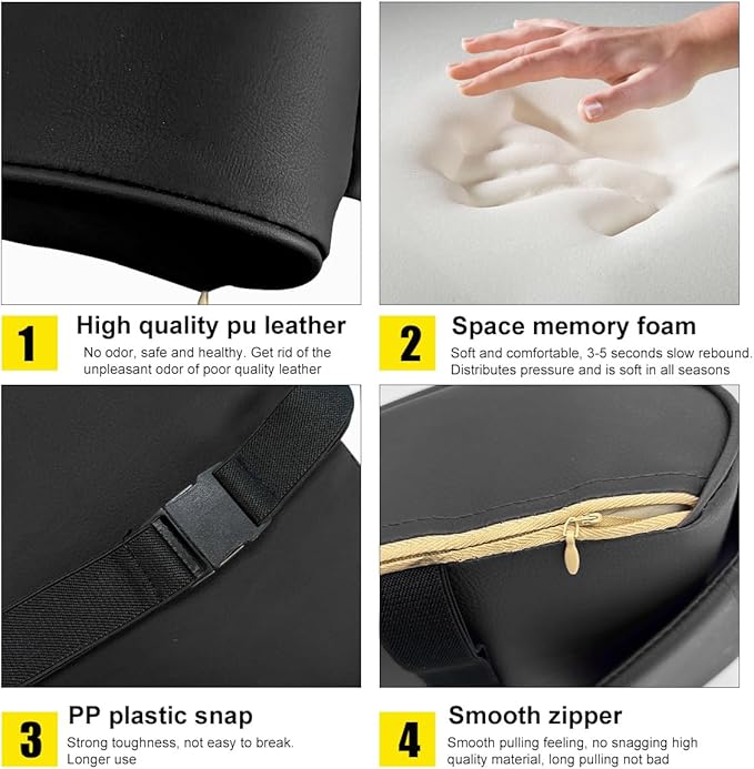 Car Armrest Cushion, Soft Memory Foam Auto Armrest Pillow with Storage Bag, Leather Center Console Arm Rest Padded Cushion with Phone Holder, Universal Car Accessories (Black)